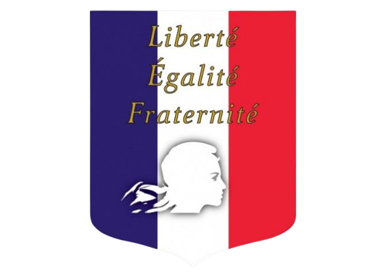 Ecusson porte-drapeaux tricolore liberté-égalité-fraternité