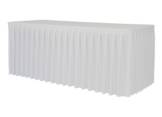 Nappe plissée pour table rectangle blanche