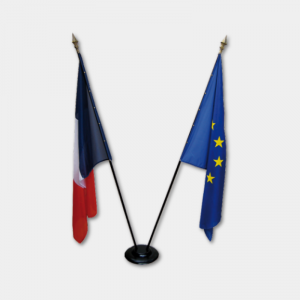 Lot de drapeaux de mairie d’intérieur sur socle - France et Europe